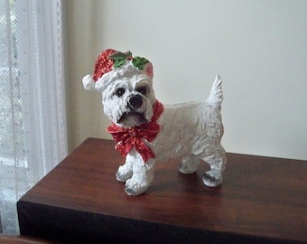 Vintage Christmas West Highland White Terrier Figurine