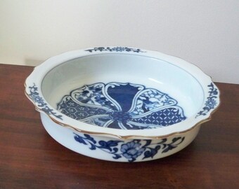 Vintage Blue White Transferware Candy Dish Andrea by Sadek Made in Japan