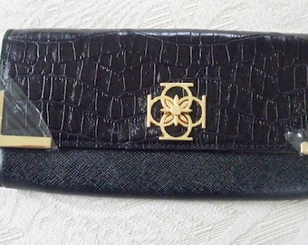 Bolso clásico vintage Ann Taylor, clutch negro, etiquetas originales NOS