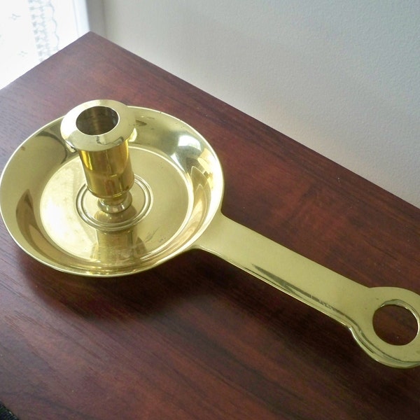 Vintage Home Brass Candle Holder Chamberstick Reproduction Williamsburg