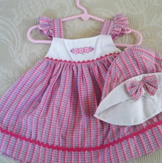 Vintage Clothing Baby Girl Sundress & Bonnet Size… - image 1