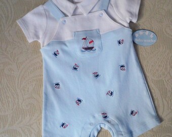 Conjunto de ropa para bebé niño: juego de velero, de 6 a 9 meses, nuevo, con etiqueta original.