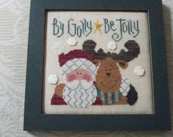 Vintage Home Holiday Hand Stitched Christmas Wall Hanging Jolly Santa