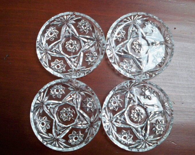 Vintage Glass Coasters Four Individual Glass Ashtrays Etsy