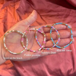 Colorful 18k Gold Filled Stacking Bracelet, Seed bead Stretch Bracelets, Tarnish Resistant Jewelry, Dainty Summer Beaded Bracelets for Women