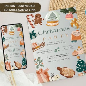 Urlaub Party Einladung Vorlage, Weihnachts Party Einladung Vorlage, Printable Weihnachts Party Einladung Vorlage, Festliche Party Evite