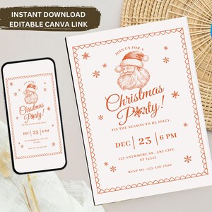 Frohe Weihnachten Party Einladung, Urlaub Party einladen, Printable Ornament Einladung Vorlage, festliche Party Evite