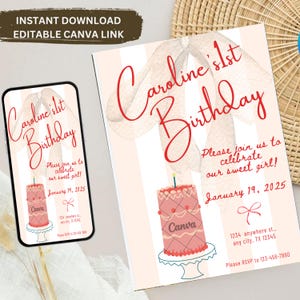 Birthday Invitation Template, Editable Invitation, Hand Drawn, Scribble Illustrations, Handwritten Fonts, Invitation, Canva Birthday Design