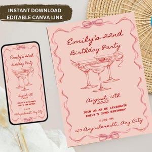 Canva Birthday Design Invitation, Birthday Template, Editable Invitation, Hand Drawn, Scribble Illustrations, Handwritten Fonts, Invitation