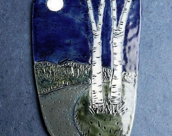 Full Sized Urn: Birches in Moonlight Design