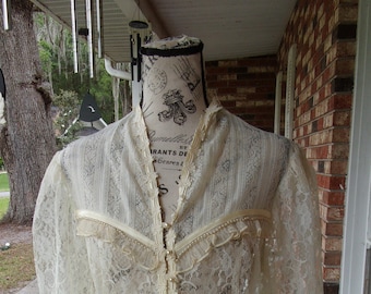 Gunne Sax Lace Jacket with Pearled Accents
