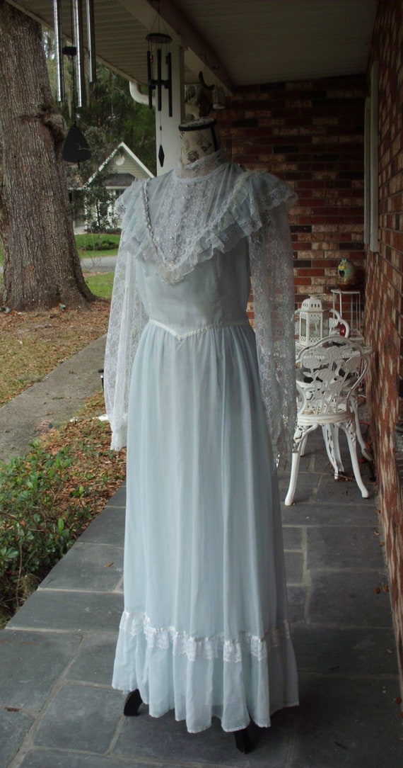 Gunne Sax Dress "Blue in Summer Winds" Vintage Me… - image 7