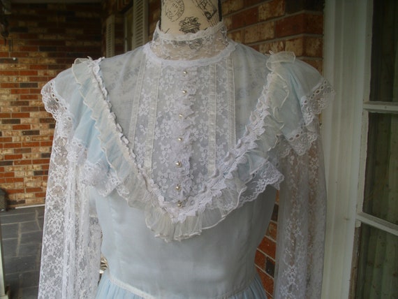 Gunne Sax Dress "Blue in Summer Winds" Vintage Me… - image 8