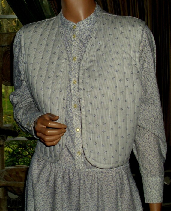 Gunne Sax Dress and Jacket in Blue and White Ging