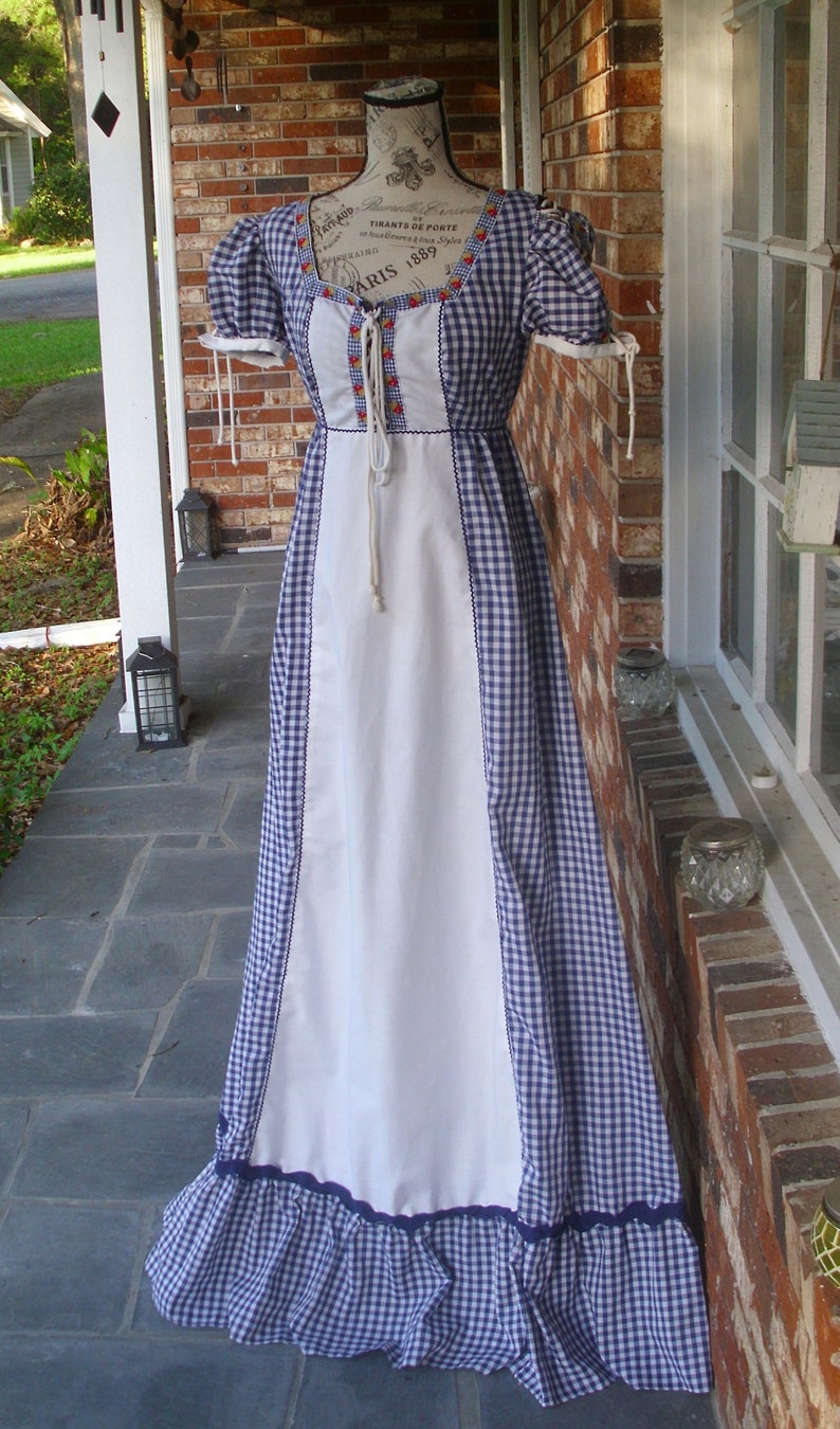 Gunne Sax Black Label Maxi Dress Blue and White Gingham With - Etsy