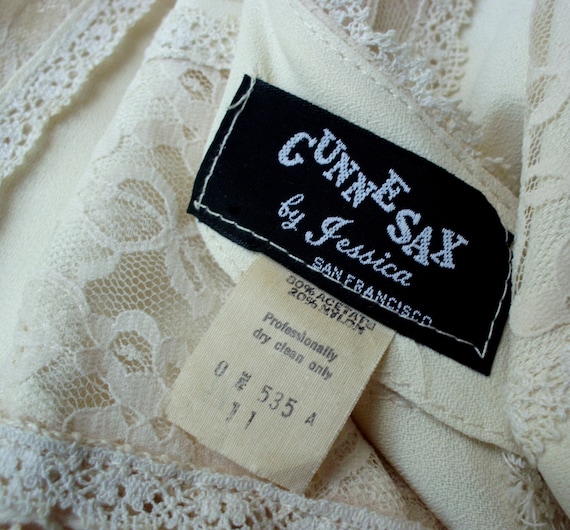 Gunne Sax Black Label Dress Ren Style in Cream wi… - image 10