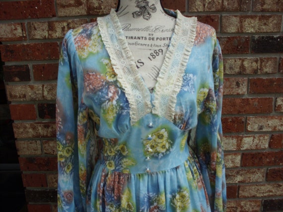 Gunne Sax Style Dress with Fairy Sleeves