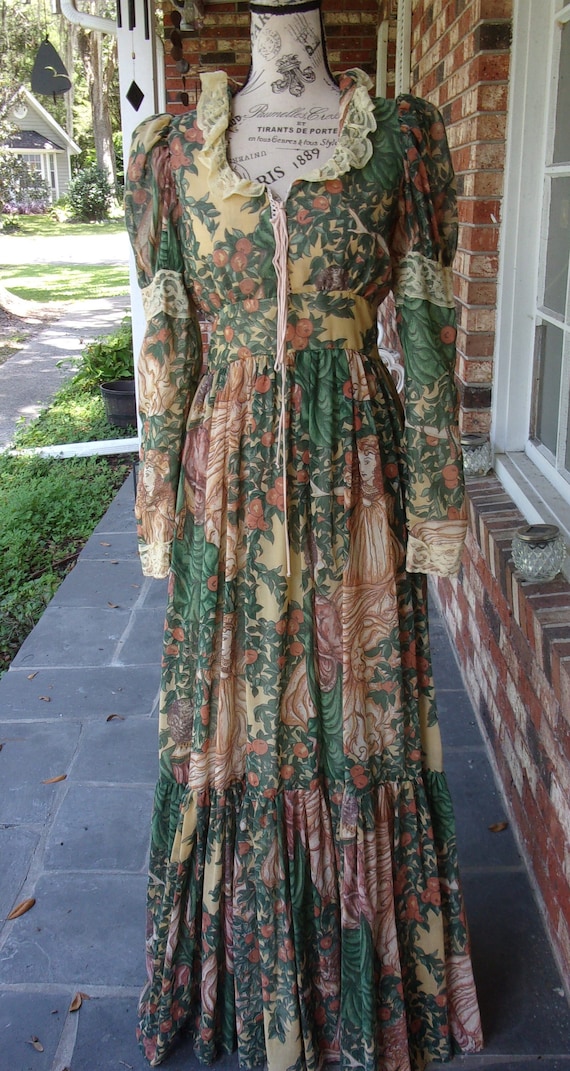 Gunne Sax Dress Adam and Eve/Garden of Eden Dress 