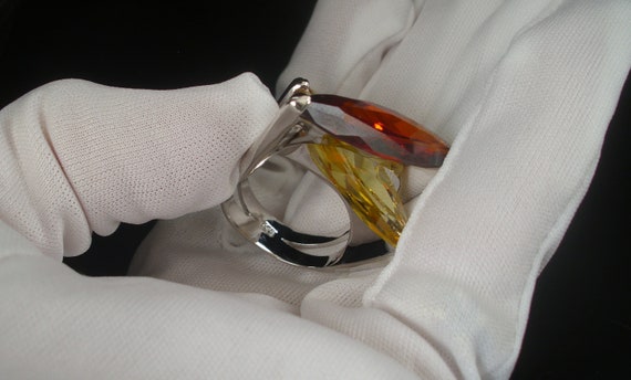 Ladies Orange and Yellow Topaz Ring 925 Silver Si… - image 2