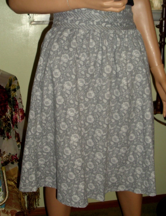 Gunne Sax Skirt in Grey Flannel Calico