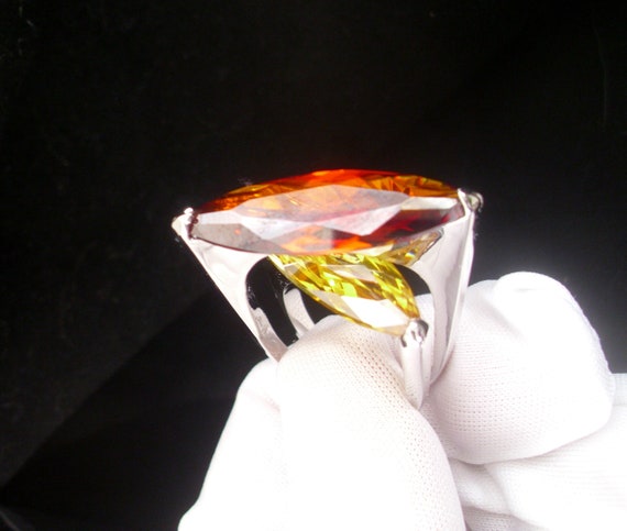 Ladies Orange and Yellow Topaz Ring 925 Silver Si… - image 4