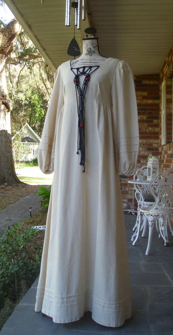 Gunne Sax White Label Dress Cream Cotton and Bead… - image 2