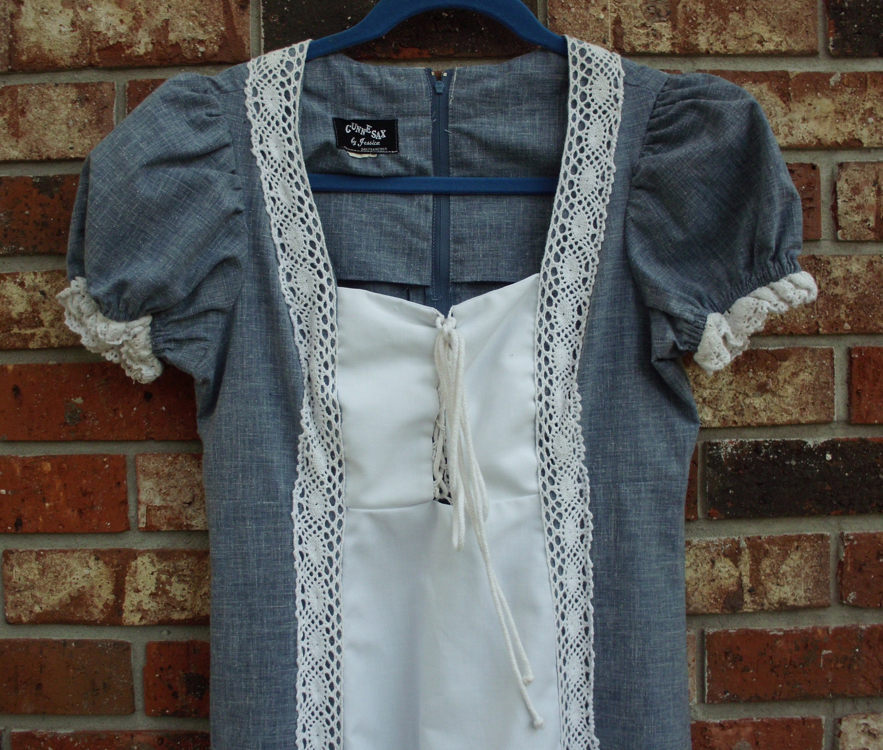 Gunne Sax Black Label 1969 Dress Tie Corset Blue Chambray Gunne Sax Black Label 1969 Dress Tie Corset Blue Chambray