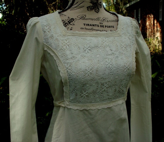 Gunne Sax Dress Lace and Poplin Large Vintage 11