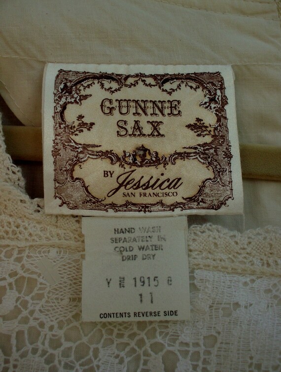 Gunne Sax Dress Lace and Poplin Large Vintage 11 - image 10