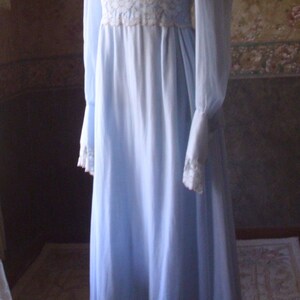 Black Label Gunne Sax Dress Ren Style in Blue Voile and Lace Size 11 - Etsy
