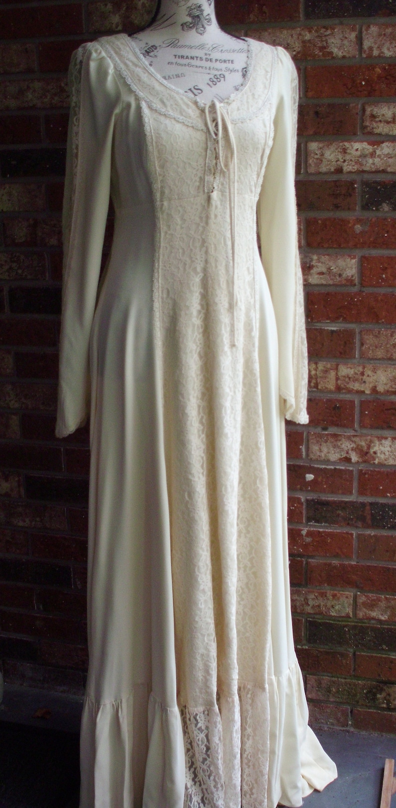 Gunne Sax Black Label Dress Ren Style in Cream With Tie Corset | Etsy