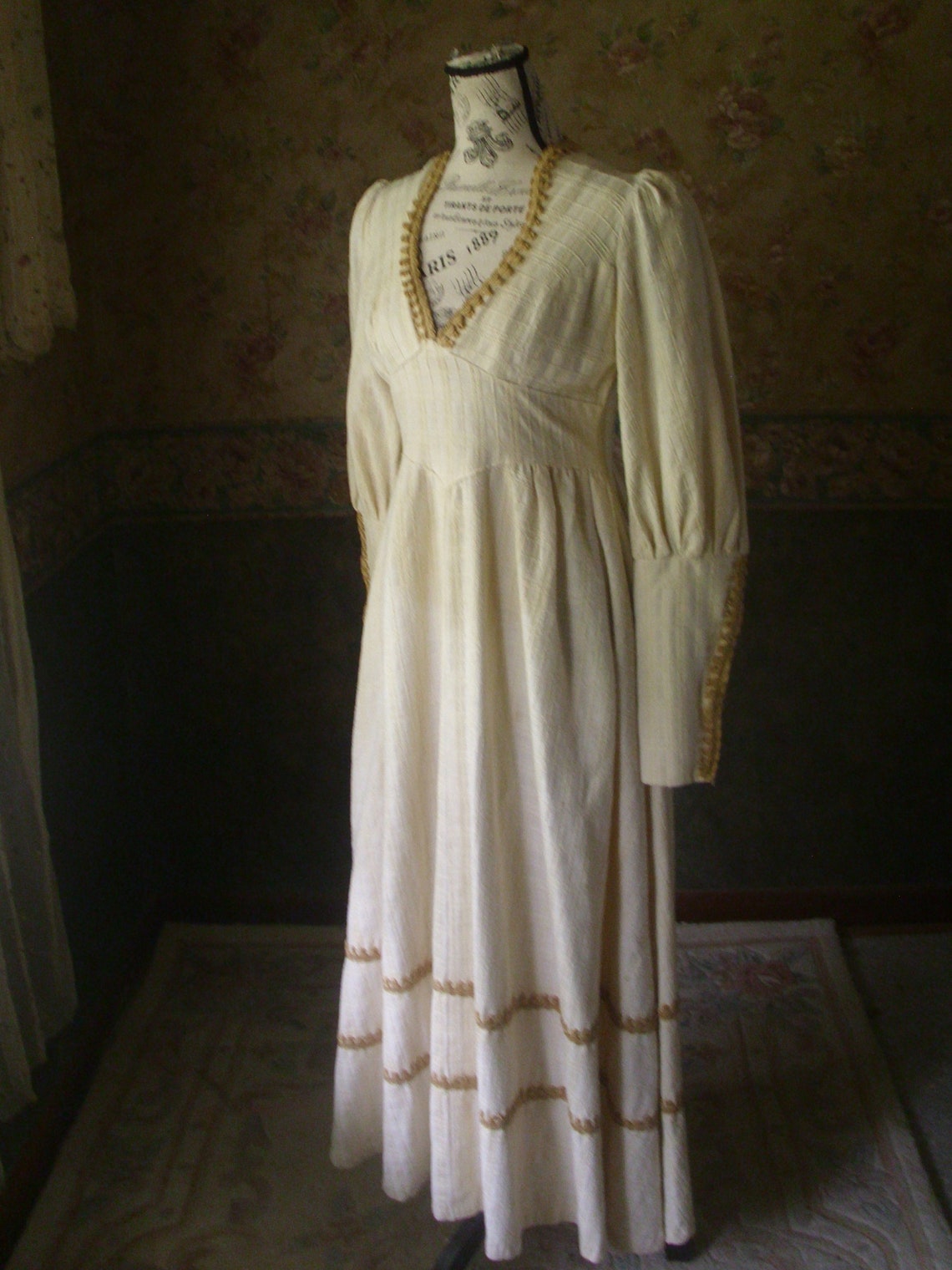 Gunne Sax Black Label Dress Ren Style in Cream Cotton - Etsy