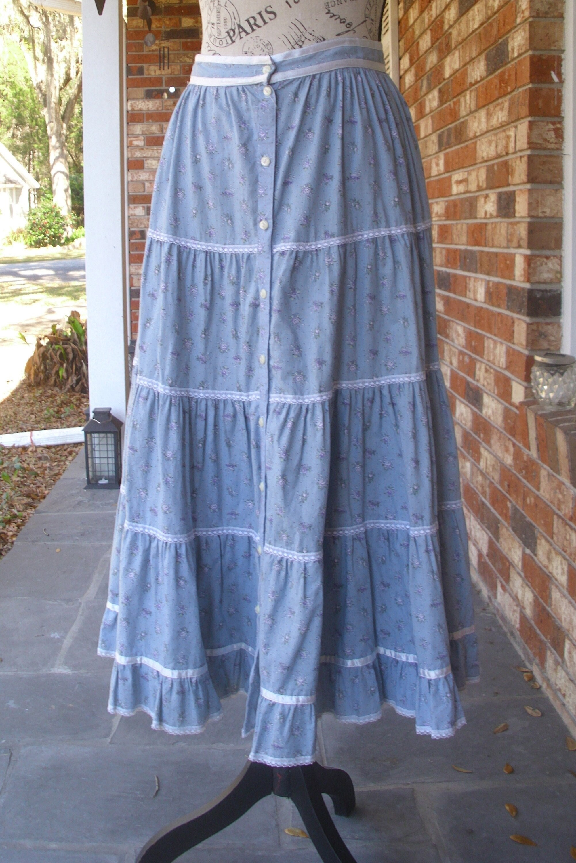 ◆kabotentyan◆ Gunne Sax Dress Cream Calico and Lace in Vintage - Etsy