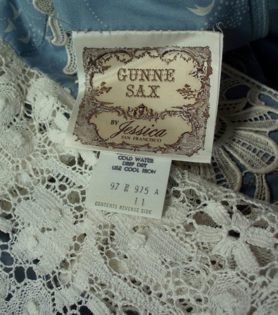Gunne Sax Dress Prairie/Boho Style Muted Blue wit… - image 10