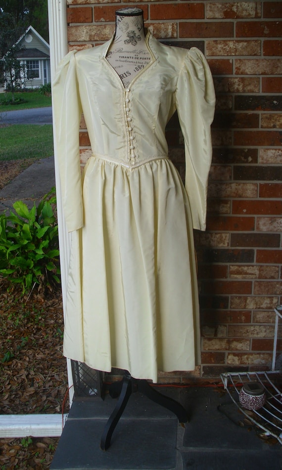 Gunne Sax Dress  Cream Taffeta and Satin Size 13 … - image 5