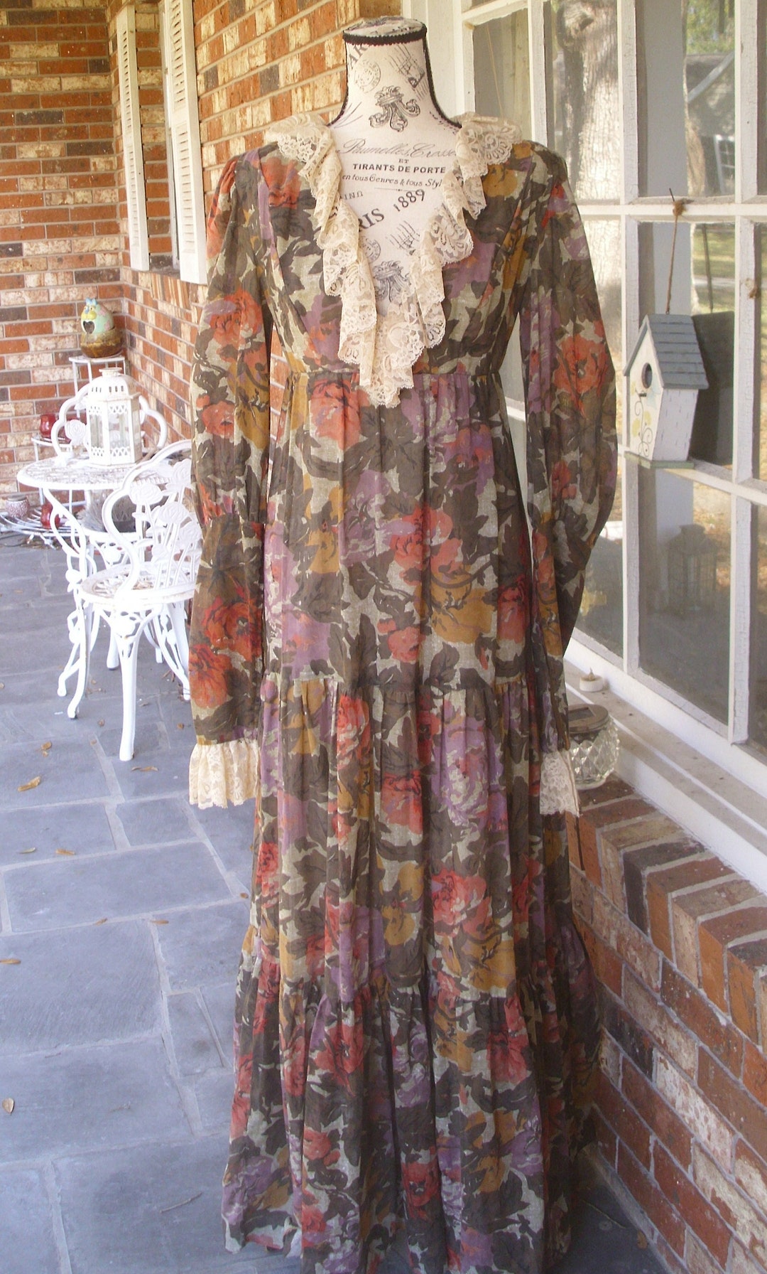 Black Label Gunne Sax Dress in Rich Floral Size 11 - Etsy