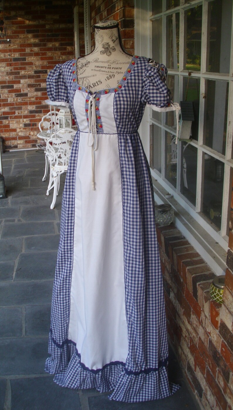 Gunne Sax Black Label Maxi Dress Blue and White Gingham With - Etsy