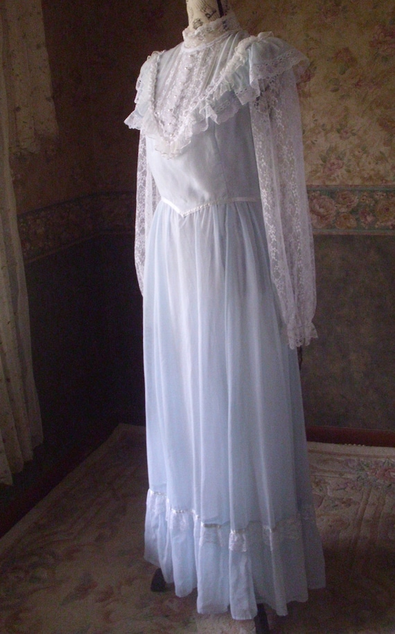 Gunne Sax Dress "Blue in Summer Winds" Vintage Me… - image 2