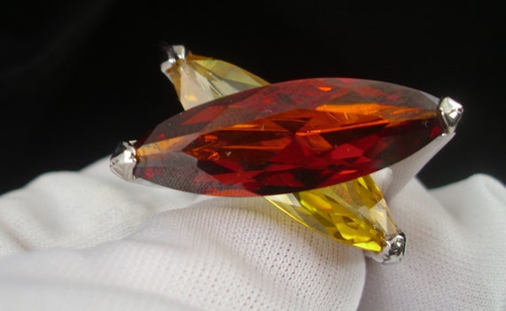 Ladies Orange and Yellow Topaz Ring 925 Silver Si… - image 5