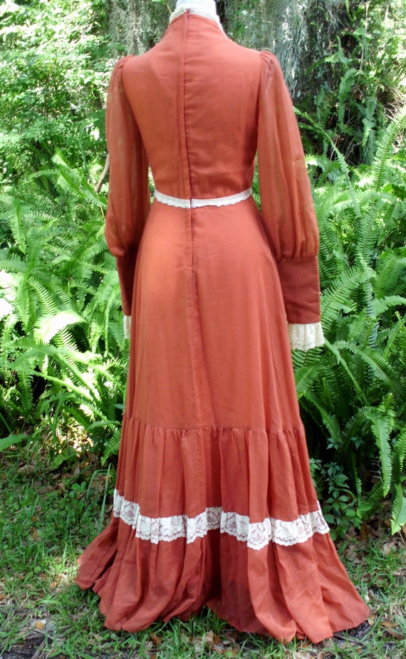 Gunne Sax Dress Black Label in Rust and Cream Lace wi… - Gem