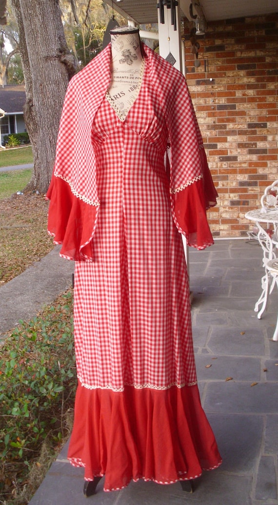 Red Gingham Dress and Shawl by Arpeja Young Innocent… - Gem