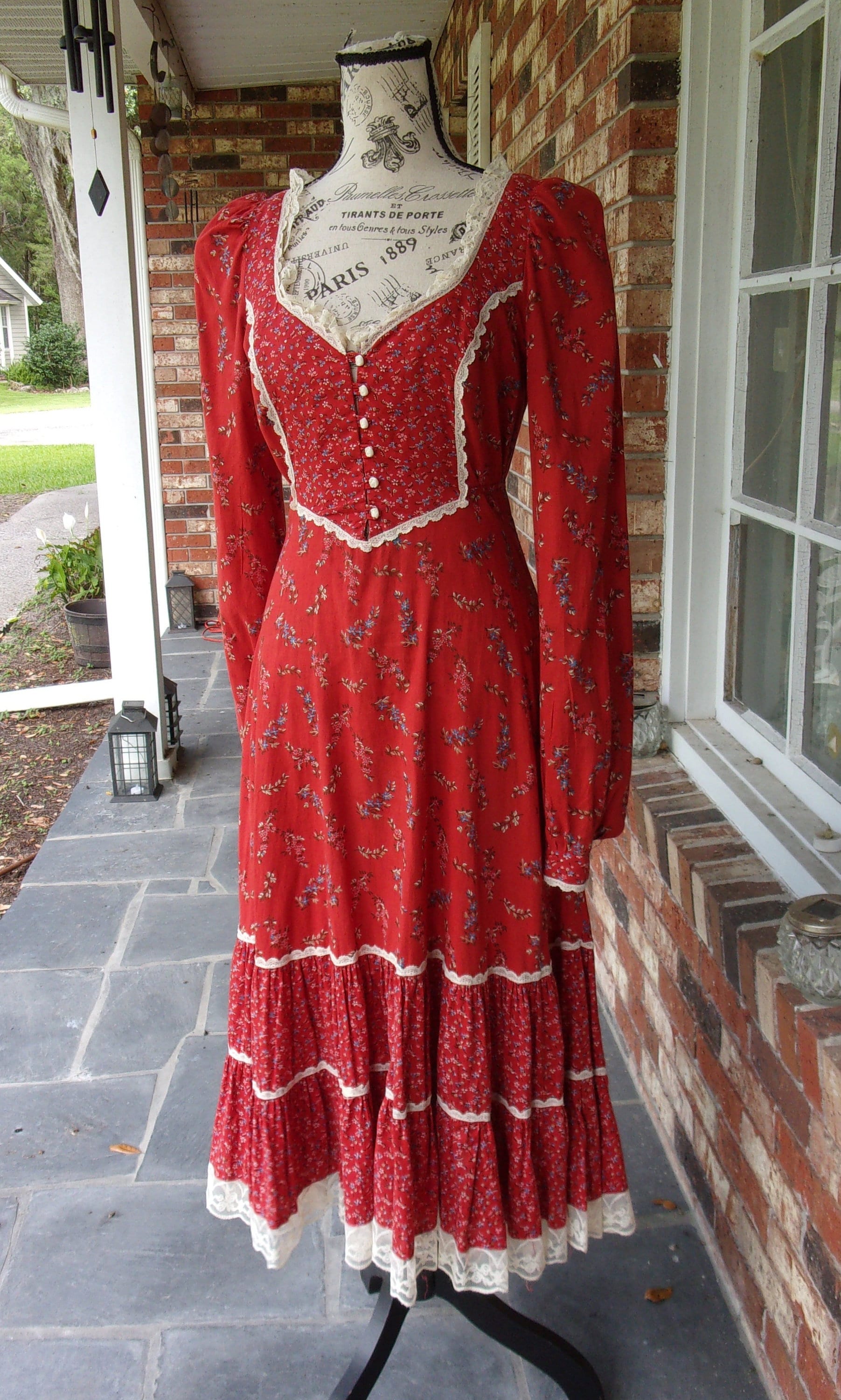 GUNNE SAX ワンピース 赤 Gunne Sax Boho Dress Red Calicoes and Lace - Etsy