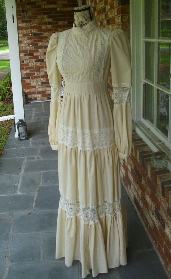 1970s GUNNE SAX cotton FLORAL maxi dress xs | new sp… - Gem