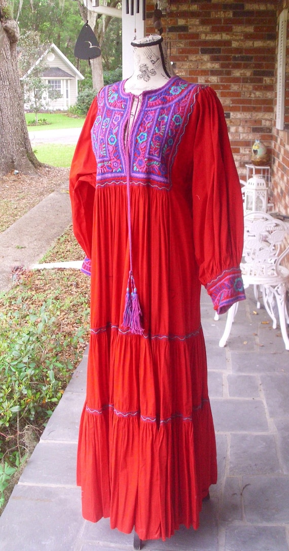 Boho Kurta India Afghan Tribal Dress Embroidered a