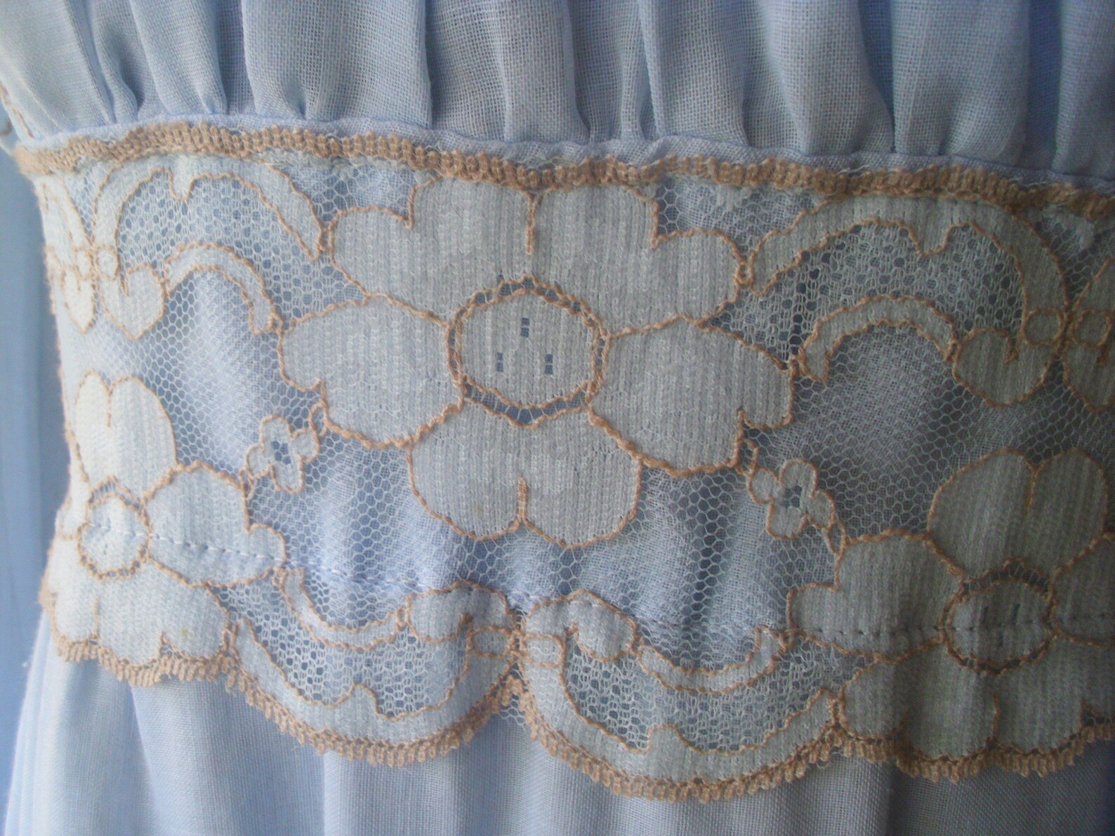 Black Label Gunne Sax Dress Ren Style in Blue Voile and Lace Size 11 - Etsy