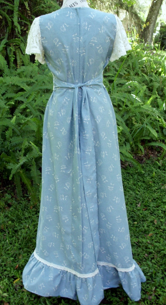 Gunne Sax Dress Prairie/Boho Style Muted Blue wit… - image 4