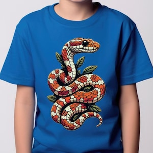 Kids corn snake T-shirt, funny reptile lover apparel, for boys and girls, cool cornsnake lover T, comical children&#39;s serpent enthusiast te.