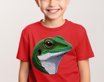 Kinder Grünes Anole Reptil T-Shirt