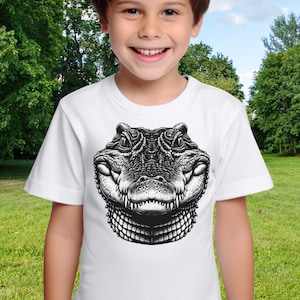 Kids crocodile T-shirt, childs cool reptile lover apparel, for boys and girls, funny croc lover T, comical children&#39;s croc enthusiast te.