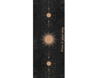 Copper Moon Cycle Design, Yoga Mat,  Zen Collection, Matte Black, Fitness Gift, Exercise Equipment